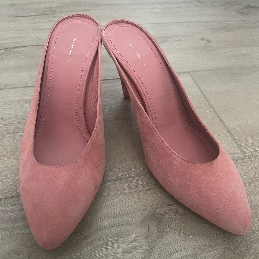 Mansur Gavriel Suede Slides Mules Heel Slipper Slip On Shoes Pink sz 41